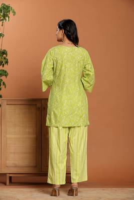 Green printed cotton coord set 2