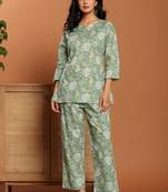 Green printed cotton coord set