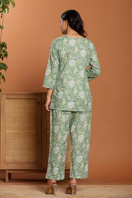 Green printed cotton coord set 2