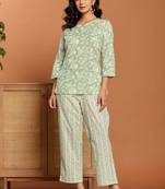 Green printed cotton coord set