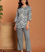 Grey printed cotton coord set