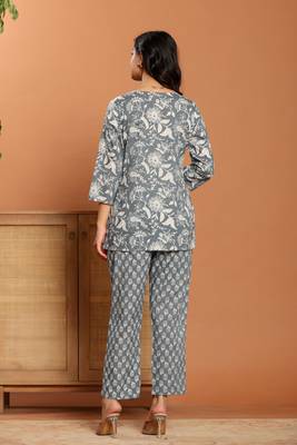 Grey printed cotton coord set 2