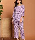 Purple printed cotton coord set