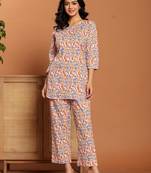 Multicolor printed cotton coord set