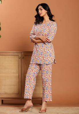 Multicolor printed cotton coord set 4