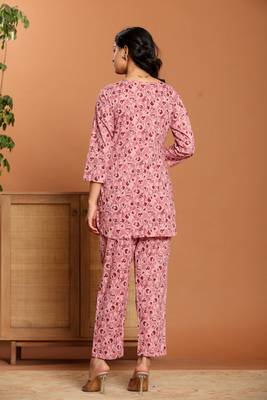 Pink printed cotton coord set 2