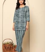 Blue printed cotton coord set