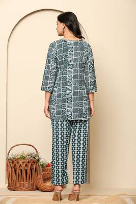 Blue printed cotton coord set 2