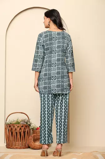 Blue printed cotton coord set
