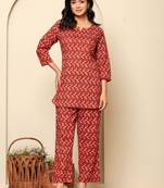 Red printed cotton coord set