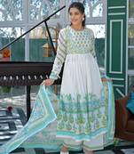 arctic green printed cotton kurta sets