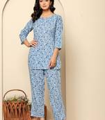Blue printed cotton coord set