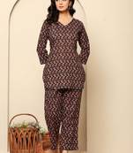 Black printed cotton coord set