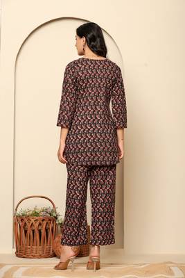 Black printed cotton coord set 2