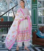 punch pink printed cotton kurta sets