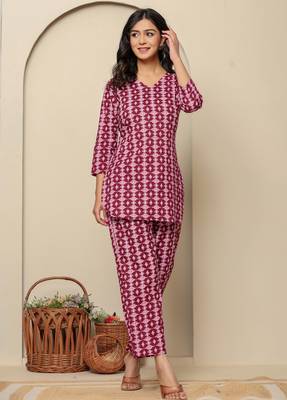 Pink printed cotton coord set 1