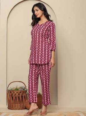 Pink printed cotton coord set 2