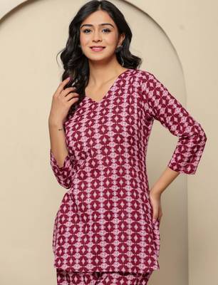 Pink printed cotton coord set 3