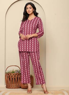 Pink printed cotton coord set 4