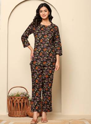 Black printed cotton coord set 1