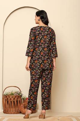 Black printed cotton coord set 2