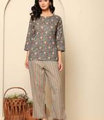 Green printed cotton coord set