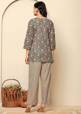 Green printed cotton coord set 2