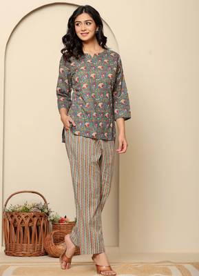 Green printed cotton coord set 3