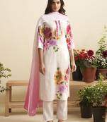 lily off white printed blended kurta sets