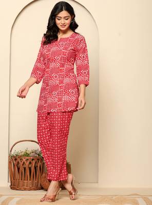 Pink printed cotton coord set 4