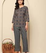 Blue printed cotton coord set