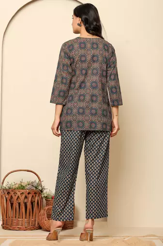 Blue printed cotton coord set