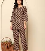Black printed cotton coord set