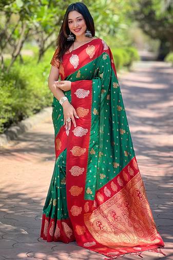 Green Zari Woven Art Silk Kanjeevaram Saree