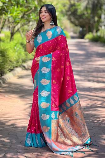 Red Zari Woven art Silk Kanjeevaram Saree