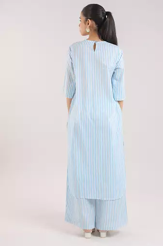 Ice blue floral embroidered kurta with pant