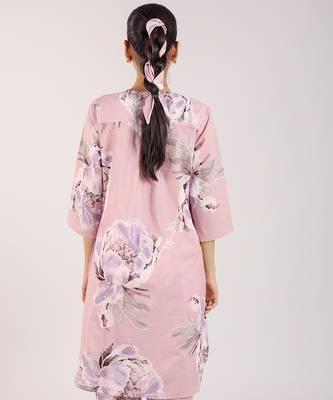 Dusty rose floral printed cotton kurta set 5