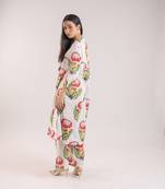 White foral printed cotton kurta set