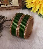 Handmade short lac bangles set with latest kundan design