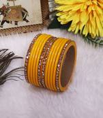 Handmade short lac bangles set with latest kundan design