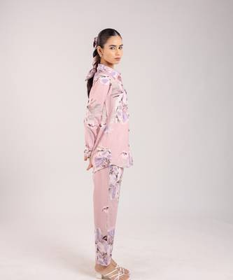 Dust rose floral printed cotton co-ord 3