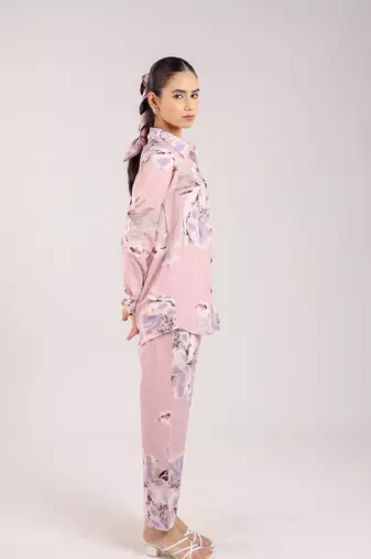 Dust rose floral printed cotton co-ord