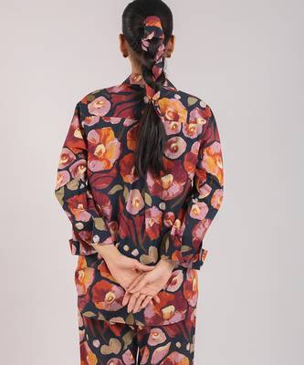 Black floral printed cotton co-ord 4
