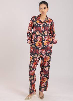 Black floral printed cotton co-ord 5