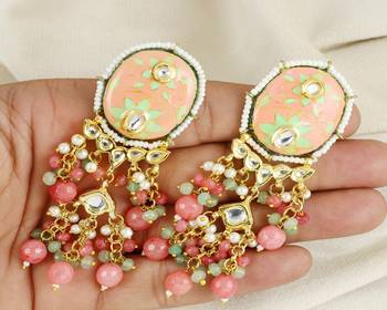 Polki rose-green quartz pearl earrings 1