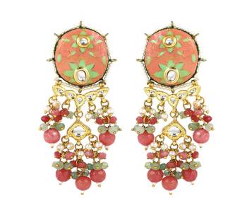 Polki rose-green quartz pearl earrings 3