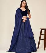 blue sequins embroidered two tone tapeta silk designer lehenga dress