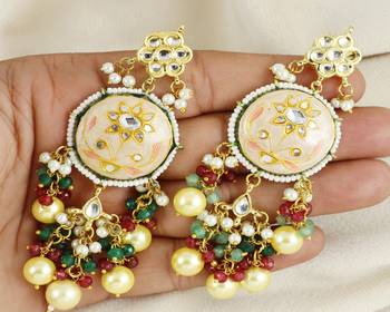 Kundan meena ruby green onyx earrings 2