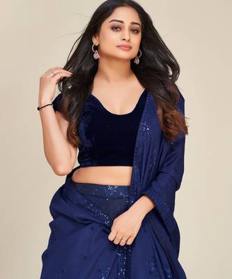 blue sequins embroidered two tone tapeta silk designer lehenga dress 2