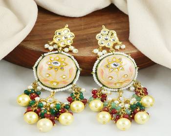 Kundan meena ruby green onyx earrings 1